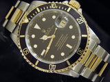 PRE OWNED MENS ROLEX TWO-TONE SUBMARINER DATE WITH A BLACK DIAL 16613