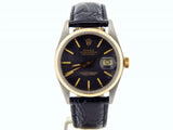Pre Owned Mens Rolex Two-Tone Datejust with a Black Tapestry Dial 16013