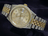 Pre Owned Mens Rolex Two-Tone Datejust Diamond Champagne 16013