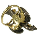 French Antique Baroque Pearl and Silver Stork Ring ca.1850