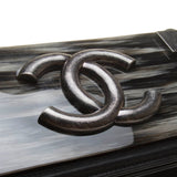 Chanel Black Velvet Calfskin Boy Brick Horizontal Chain Bag