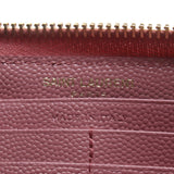 YSL / Saint Laurent 358094 Old Rose Matelasse Calf Leather Zip Around Long Walle