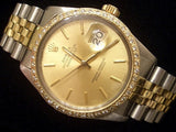 Pre Owned Mens Rolex Two-Tone Datejust Diamond Gold Champagne 16013