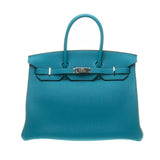 Hermes Turquoise Leather Birkin 35cm (R Stamp)