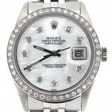 Pre Owned Mens Rolex Stainless Steel Datejust Diamond White MOP 1603