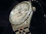 Pre Owned Mens Rolex Stainless Steel Datejust White MOP Diamond 16030