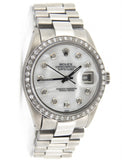 Pre Owned Mens Rolex Stainless Steel Datejust Diamond White MOP 1603