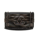 Chanel Black Velvet Calfskin Boy Brick Horizontal Chain Bag