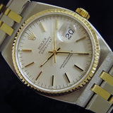 PRE OWNED MENS ROLEX TWO-TONE OYSTERQUARTZ DATEJUST SILVER 17013