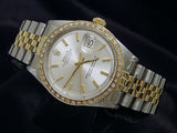 Pre Owned Mens Rolex Two-Tone Datejust Diamond with a Silver Dial 1601