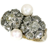 Estate ring with diamonds and pearls