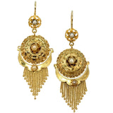 Gold Victorian earrings with tassels