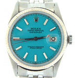 Pre Owned Mens Rolex Stainless Steel Datejust with a Turquoise Dial 1601