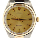 PRE OWNED MENS ROLEX TWO-TONE OYSTER PERPETUAL WITH A CHAMPAGNE DIAL 1002