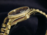 Pre Owned Mid Size Rolex Yellow Gold Datejust President with a Blue Dial 68278