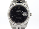 Pre Owned Mens Rolex Stainless Steel Datejust with a Black Dial 16220