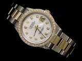 Pre Owned Mens Rolex Two-Tone Datejust Diamond White MOP 16013