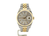 Pre Owned Mens Rolex Two-Tone Datejust with a Silver Dial 16013