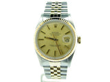 Pre Owned Mens Rolex Two-Tone Datejust with a Gold Champagne Dial 16013