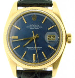 Pre Owned Mens Rolex Yellow Gold Datejust with a Blue Dial 1601