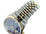 Pre Owned Mens Rolex Two-Tone Datejust with a Blue Diamond Dial 16013