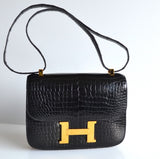Hermes Constance 23 Black Crocodile Porosus