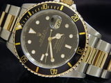 PRE OWNED MENS ROLEX TWO-TONE SUBMARINER DATE WITH A BLACK DIAL 16613