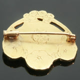 Art Nouveau floral gold Lady profile pin