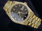 Pre Owned Mens Rolex Yellow Gold Diamond Datejust with a Black Dial 16238