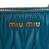 Miu Miu Turquoise Matelasse Leather Nappa Handbag