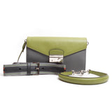 Prada Green / Grey Saffiano Leather Handbag