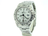 PRE OWNED MENS ROLEX STAINLESS STEEL EXPLORER II WITH A WHITE DIAL 16570