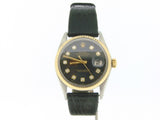 Pre Owned Mens Rolex Two-Tone Datejust with a Black Diamond Dial 1601