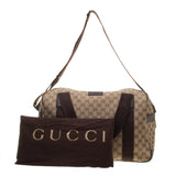 Gucci 268163 Beige/Ebony GG Fabric with Brown Leather Trim Carry-On Travel Bag