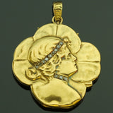 Art Nouveau woman head gold locket
