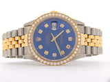 Pre Owned Mens Rolex Two-Tone Diamond Datejust with a Blue Dial 16233