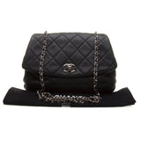 Chanel A90693 Black Calf Leather Quilted Chain Bag