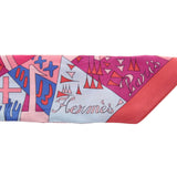 Hermes Red / Pink / Bright Bluel Silk with Multicolor Pattren Twilly