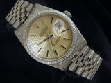 Pre Owned Mens Rolex Stainless Steel Datejust with a Gold/Champagne Dial 16220