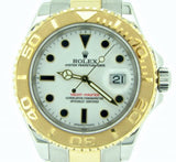 PRE OWNED MENS ROLEX TWO-TONE YACHT-MASTER DATE WITH A WHITE DIAL 16623