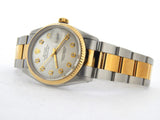 Pre Owned Mens Rolex Two-Tone Datejust with a Silver Diamond Dial 16013