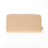 Chanel Beige Grained Zip Around Wallet