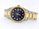 Pre Owned Mens Rolex Two-Tone Datejust with a Blue Vignette Diamond Dial 1601