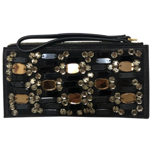 Marni black leather clutch bag
