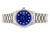 Pre Owned Mens Rolex Stainless Steel Datejust Blue Diamond 1603