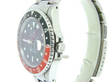 PRE OWNED MENS ROLEX STAINLESS STEEL GMT MASTER II COKE WITH A BLACK DIAL 16710
