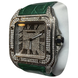 Cartier santos 100 xl green steel watch