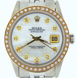Pre Owned Mens Rolex Stainless Steel Datejust Diamond White MOP 1603