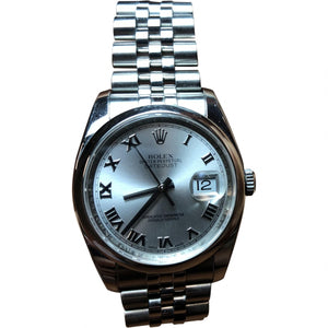 Rolex datejust 36mm silver steel watch