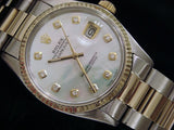 Pre Owned Mens Rolex Two-Tone Datejust with a MOP Diamond Dial 16013